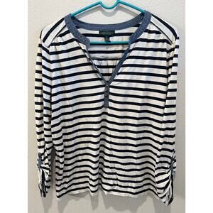 LRL Lauren Jeans Co popover top. Blue and white striped size XL.